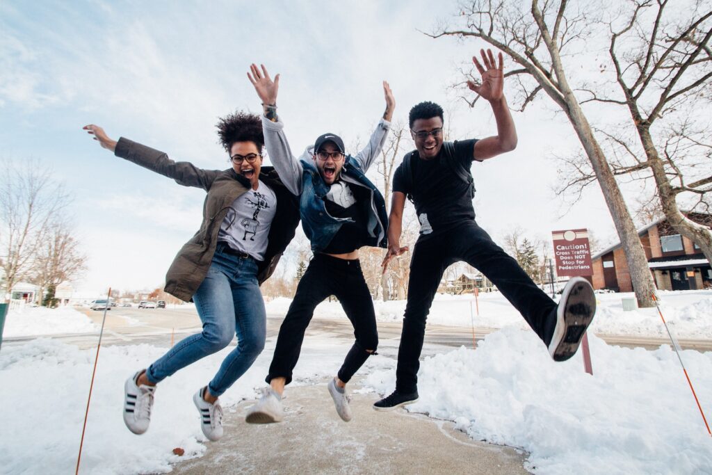 Group of people jump