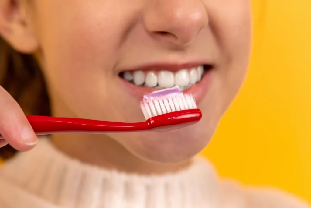 A lady brushing