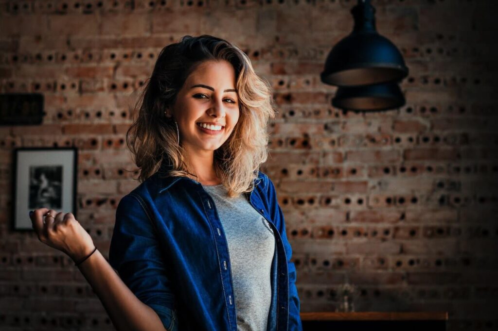 A beautiful lady smiling