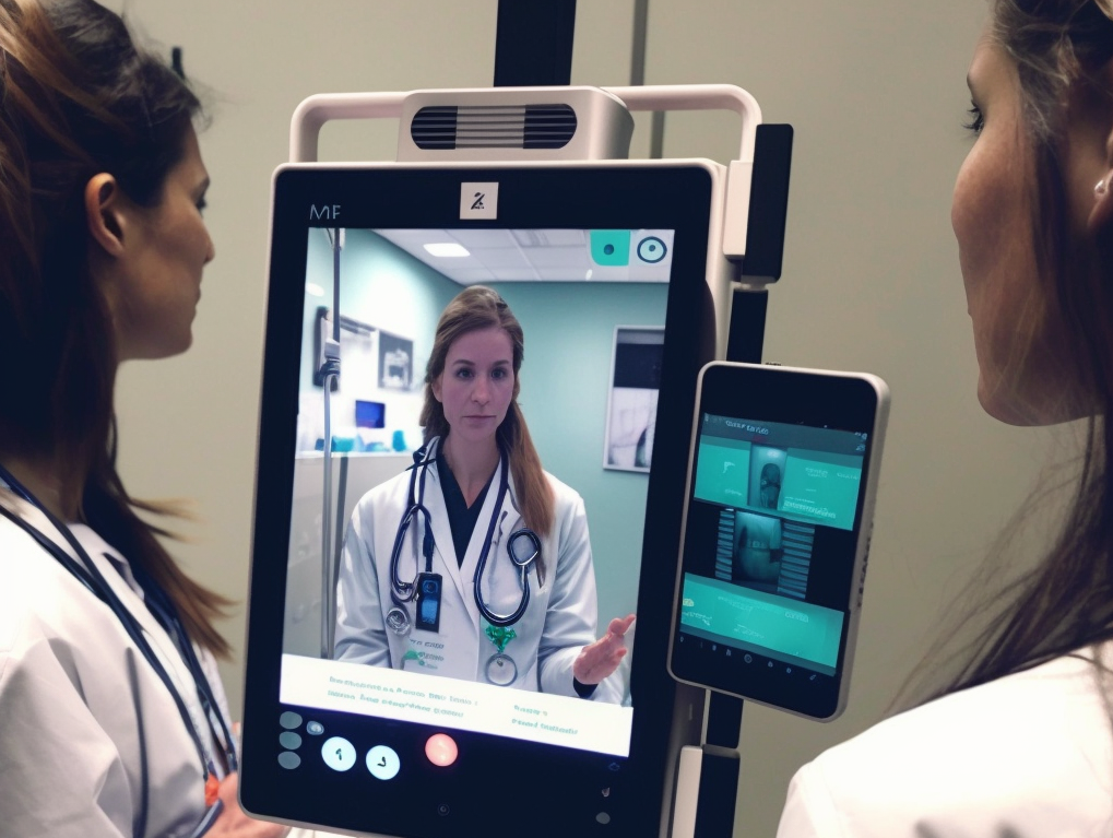 5g in healthcare. Doctors having video call