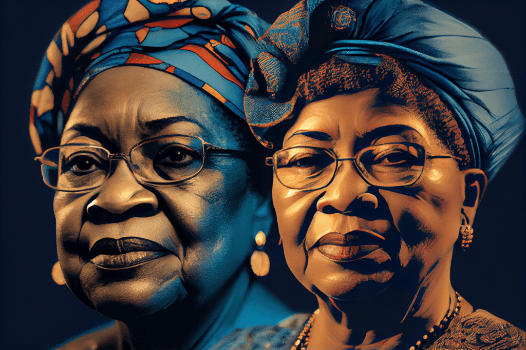 A photo of Ngozi Okonjo-Iweala and Ellen Johnson Sirleaf