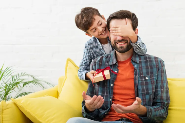 lovely son making surprise his father Father’s Day 2023